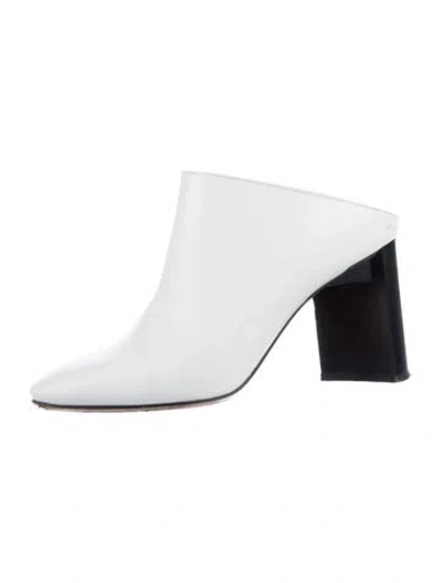 Pre-owned Maison Margiela Patent Leather Mules In White