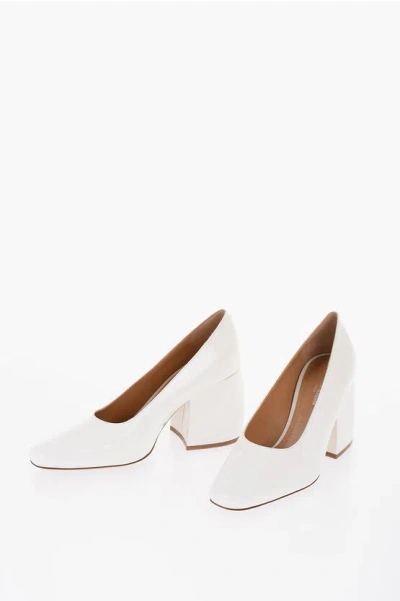 Maison Margiela Patent Leather Pumps With Chunky Heel 7 Cm In White