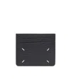 Maison Margiela Rectangular Textured Calf Leather Wallet With Iconic Stitch Detail In Black