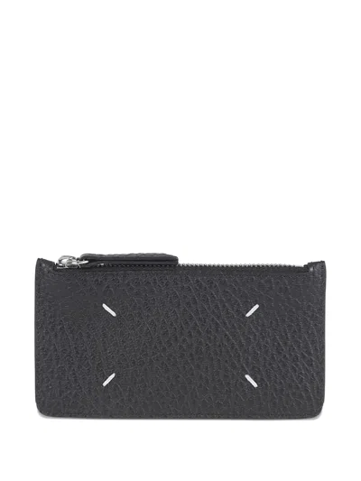 Maison Margiela Pebbled Leather Four Stitches Wallet In Black
