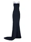Maison Margiela Satin Open-back Trumpet Gown With Sheer Detail In Blue