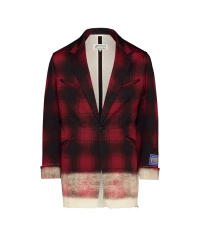 MAISON MARGIELA MAISON MARGIELA PENDLETON CHECKED FRAYED HEM JACKET