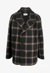 Maison Margiela Check-pattern Wool Coat In Black