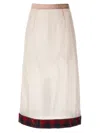 Maison Margiela Pendleton-check-hem Sheer Skirt In Pink