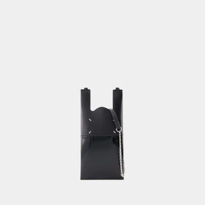 Maison Margiela Phone Neck Pouch Handbag With Chain In Black