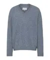 Maison Margiela Pile Knit Sweater Man Blue Jeans In Blue