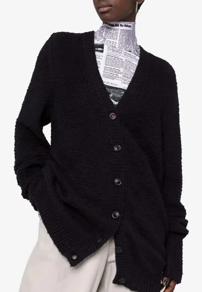 Maison Margiela Piled V-neck Cardigan In Black