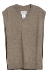 Maison Margiela Pilled Wool & Cotton Sweater Vest In Sage Green