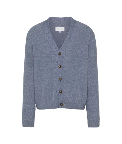 Maison Margiela Pilling Knitwear Cardigan In Blue