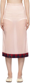Maison Margiela Pink Loose Thread Midi Skirt In 230 Pink