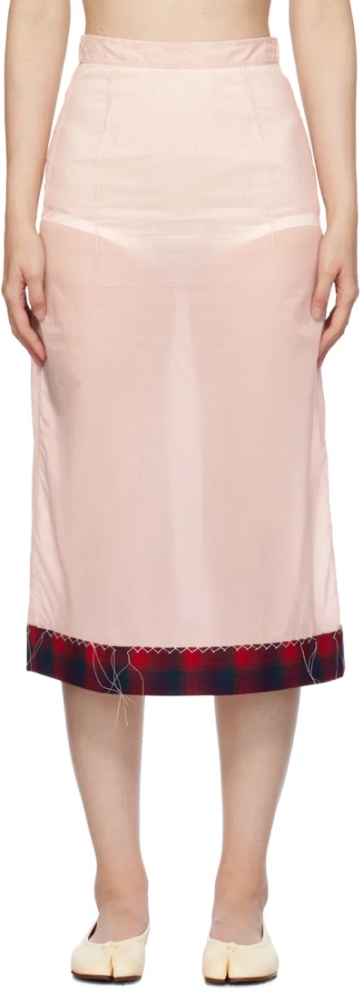 Maison Margiela Pink Loose Thread Midi Skirt In 230 Pink