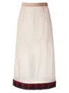 Maison Margiela Pendleton-check-hem Sheer Skirt In Pink