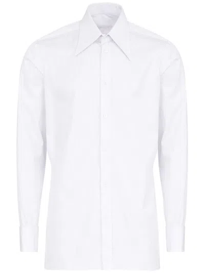 Maison Margiela Pinstripe Cotton Poplin Shirt In White