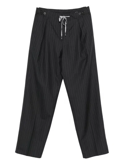 Maison Margiela Pinstripe Drawstring Trousers In Black