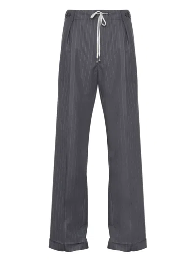 Maison Margiela Pinstripe Pleated Trousers In Gray