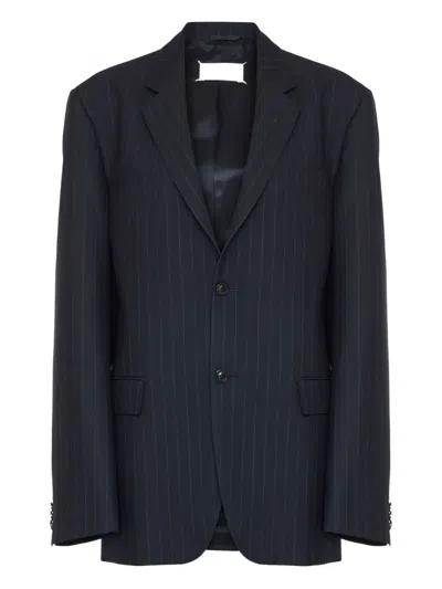 Maison Margiela Pinstripe Single-breasted Blazer In Blue