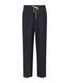Maison Margiela Pinstripe Wool Drawstring Trousers In Black