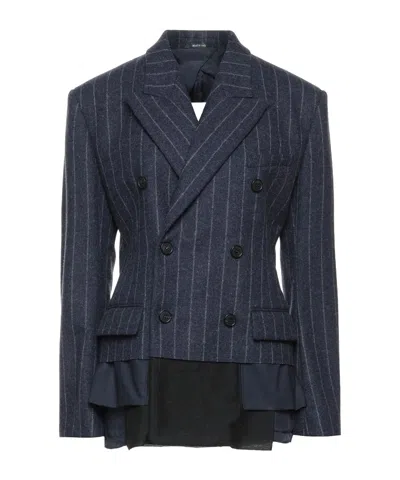 Maison Margiela Pinstriped Blazers In Blue