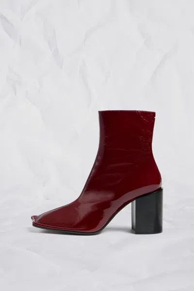 Maison Margiela Piped Ankle Boots Suede Patent Leather Woman Red