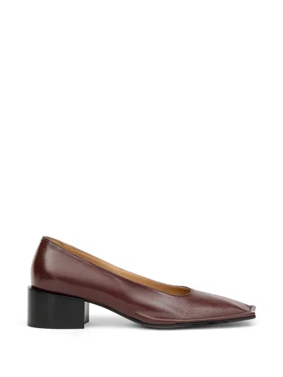 Maison Margiela Piped Square-toe Pumps In Brown