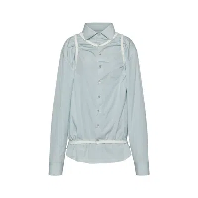 Maison Margiela Piping Shirt Woman Light Blue In Gray