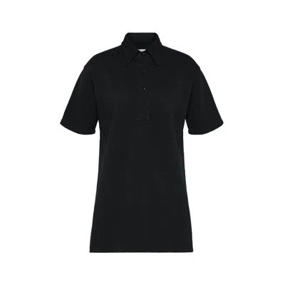 Maison Margiela Piqué Cotton Polo Shirt Woman Black