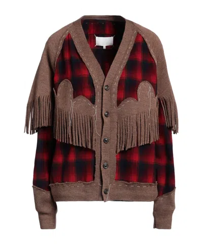 Maison Margiela Woman Cardigan Camel Size S Wool In Animal Print