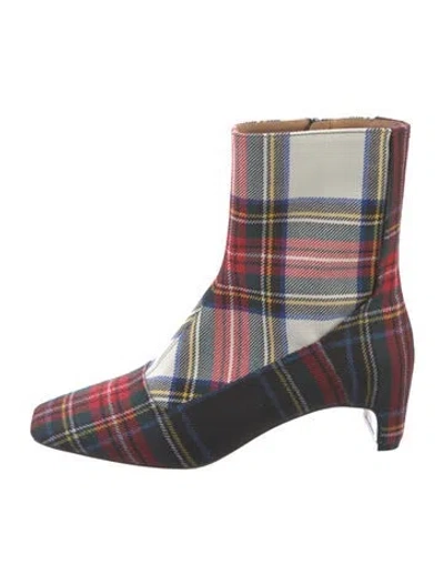 Pre-owned Maison Margiela Plaid Print Boots In Multi