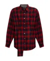 Maison Margiela Wool Chekered Shirt With Gathered Details In Brown
