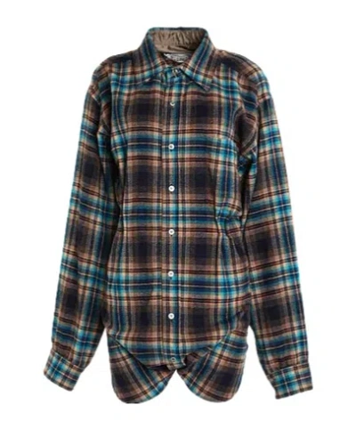 Maison Margiela Plaid Wool Shirt In Black