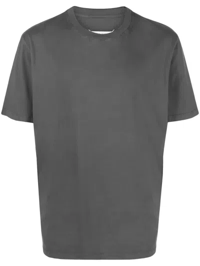 Maison Margiela Faded Charcoal Cotton T-shirt With Distinct Stitches In Grey