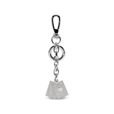 Maison Margiela Playing-cards Keyring In Silver