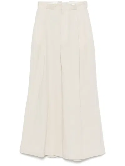 Maison Margiela Light Beige Pleated Trousers With Belt Loops In Neutral