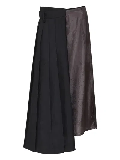 Maison Margiela Pleated Asymmetrical Skirt In Black
