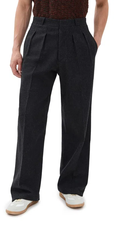 Maison Margiela Pleated Dress Pants Charcoal Melange In Gray