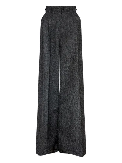 Maison Margiela Pleated-front Wool Trousers In Gray