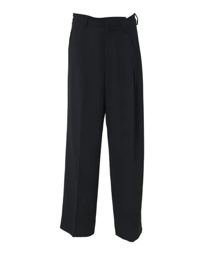 Maison Margiela Pleated High-waist Trousers In Black Polyester