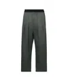 Maison Margiela Relaxed Dark Grey Pants With Contrasting Waistband In Gold