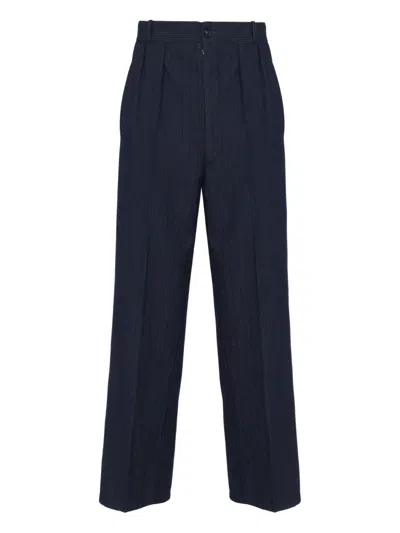Maison Margiela Pleated Pinstripe Pants In Black