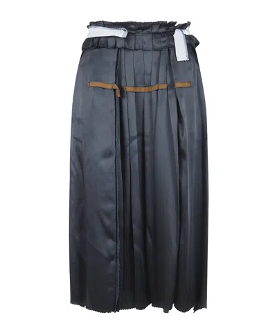 Maison Margiela Pleated Raw-hem Skirt In Black