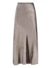 Maison Margiela Womens Taupe Crinkled-texture Regular-fit Woven Midi Skirt In Gray