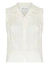 Maison Margiela Pleated Sleeveless Blouse In Neutral