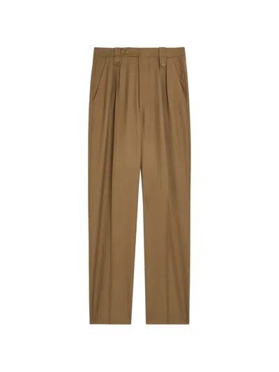 Maison Margiela Tailored Straight-leg Wool Trousers In Brown