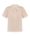 Maison Margiela Womens Umber Short-sleeve Logo-embroidered Stretch-woven Polo Shirt In Neutral