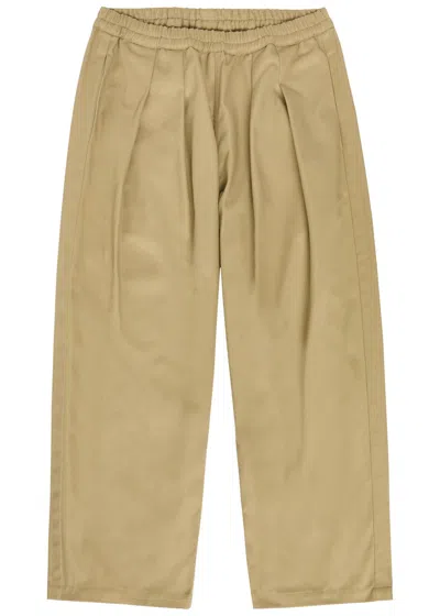 Maison Margiela Pleated Wide-leg Twill Cropped Trousers In Green