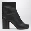 Maison Margiela Plum Coloured Leather Tabi Ankle Boots In Black