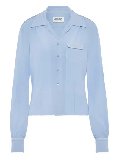 Maison Margiela Pocket Long-sleeved Shirt In Blue