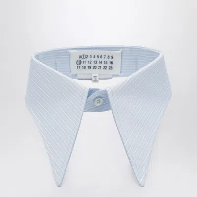 Maison Margiela Pointed Collar In Blue Striped Cotton
