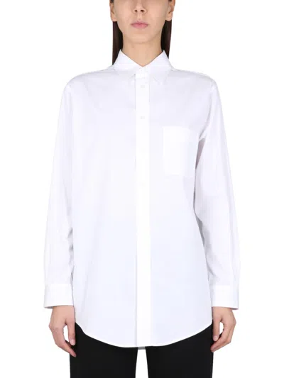 Maison Margiela Pointed Collar Poplin Shirt In White