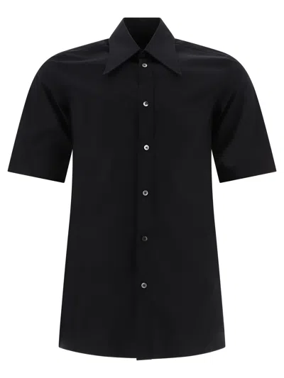 Maison Margiela Pointed Collar Poplin Shirt In Black